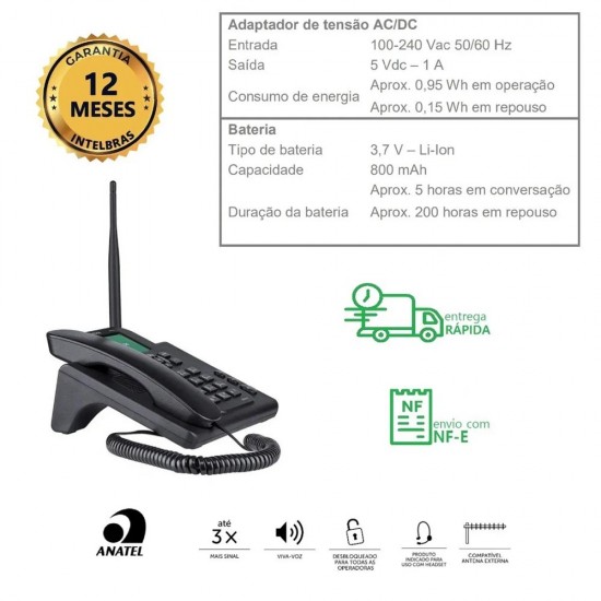 Telefone Celular Fixo 2g Intelbras Cf 4202 N